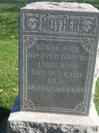 Clara P Rice Zinn on Sysoon