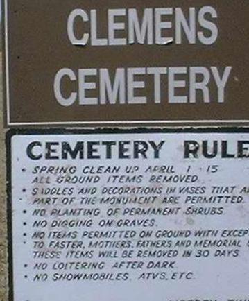 Clemens Cemetery on Sysoon