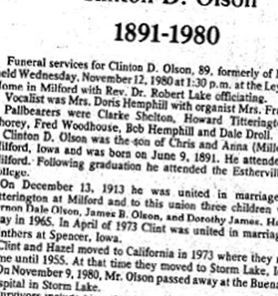 Clinton D Olson on Sysoon