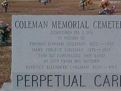 Coleman Memorial Cemetery on Sysoon