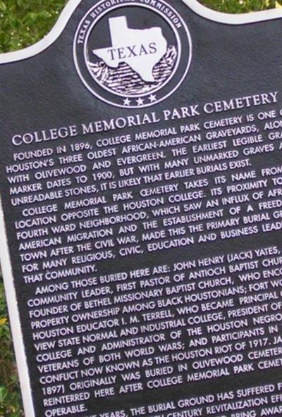 College Memorial Park Cemetery on Sysoon
