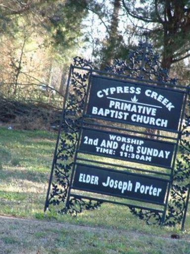 Cypress Creek Primative Baptist Church Cemetery on Sysoon