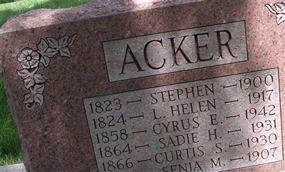 Cyrus E Acker on Sysoon