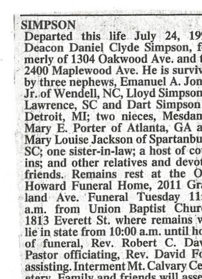 Daniel Clyde Simpson on Sysoon