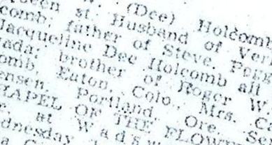 Daryl Warren "Dee" Holcomb on Sysoon