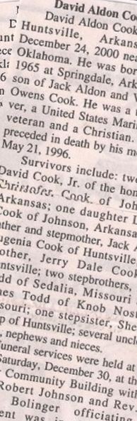 David Aldon Cook, Sr on Sysoon