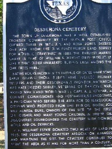 Desdemona Cemetery on Sysoon
