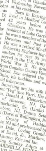Donald A. Kleinschmidt, Sr on Sysoon