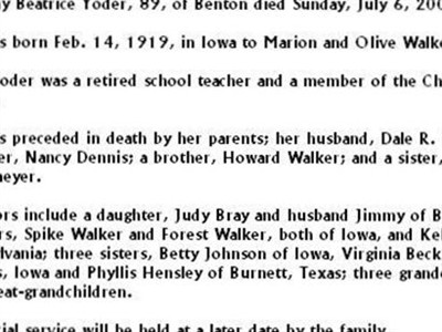 Dorothy Beatrice Walker Yoder on Sysoon