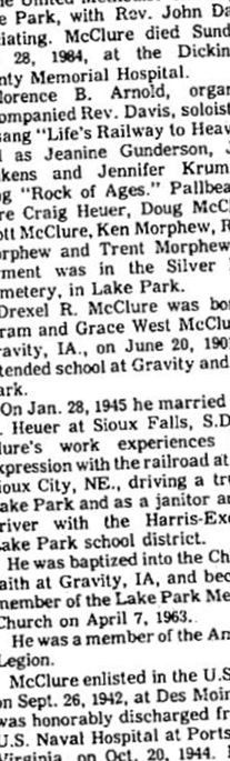 Drexel Raymond McClure on Sysoon