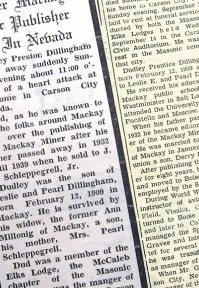 Dudley Prentice Dillingham on Sysoon