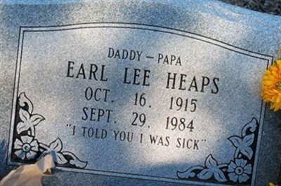 Earl Lee Heaps on Sysoon