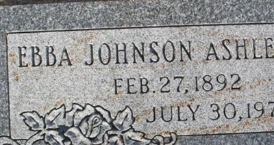 Ebba Ingeborg Johnson Ashley on Sysoon