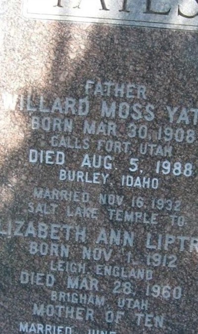 Elizabeth Ann Liptrot Yates on Sysoon