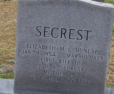 Elizabeth M. L. Dunlap Secrest on Sysoon