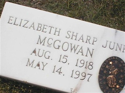 Elizabeth Sharp Junk McGowan on Sysoon