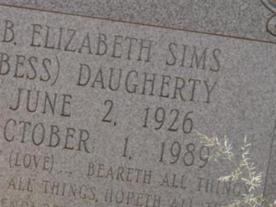 B Elizabeth Sims "Bess" Daugherty on Sysoon