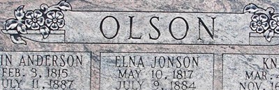 Elna Jonson Olson on Sysoon