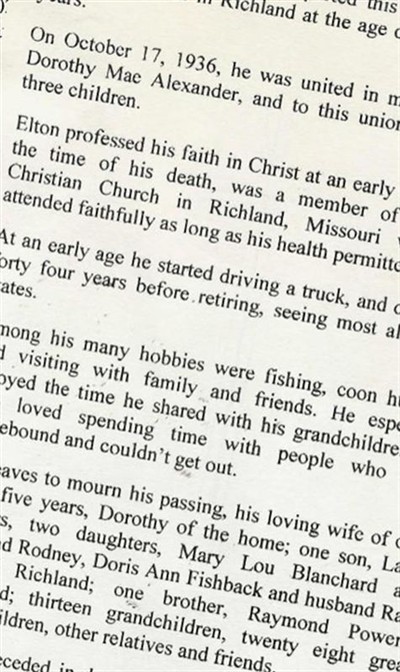 Elton O. Powers on Sysoon