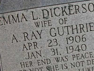 Emma L. Dickerson Guthrie on Sysoon