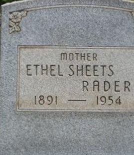 Ethel Ruth Sheets Rader on Sysoon