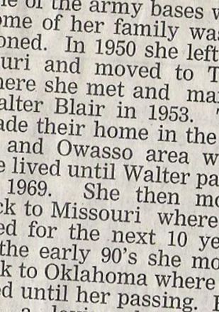 Etta Mae (Hemphill) Combs Blair on Sysoon