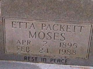 Etta Packett Moses on Sysoon