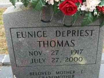 Eunice DePriest Thomas on Sysoon