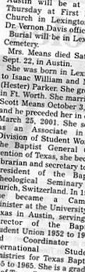Eunice Parker Means on Sysoon