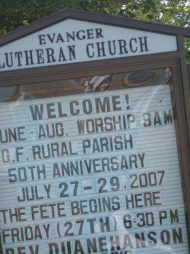 Evanger Lutheran Church Cemetery on Sysoon