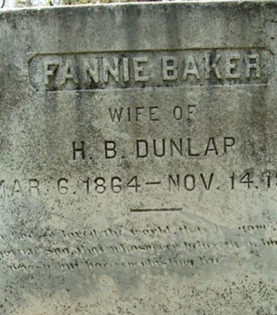 Fannie Baker Dunlap on Sysoon