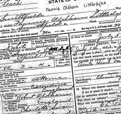 Fannie Oldham Littledike on Sysoon