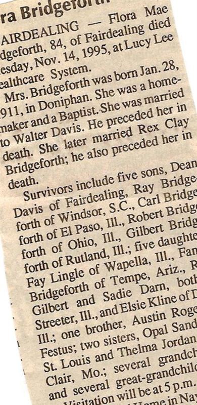 Flora Mae Bridgeforth on Sysoon