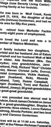 Flossie D. "Flo" Gonterman Ellison on Sysoon