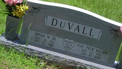 Floy Wynell "Peck" Walker Duvall on Sysoon