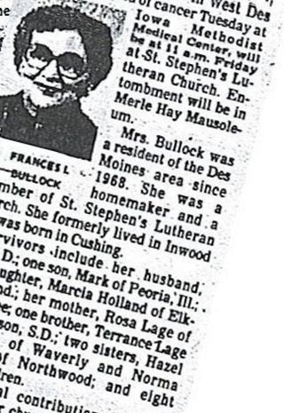 Frances I. Bullock on Sysoon