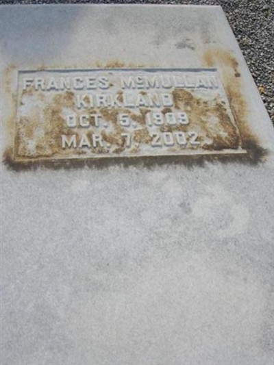 Frances "Nannie" McMullan Kirkland on Sysoon
