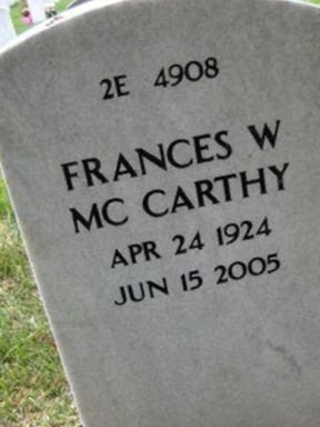 Frances W McCarthy on Sysoon