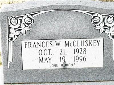 Frances W McCluskey on Sysoon
