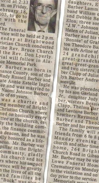 Garland Boyd "Buck" Barber, Sr on Sysoon