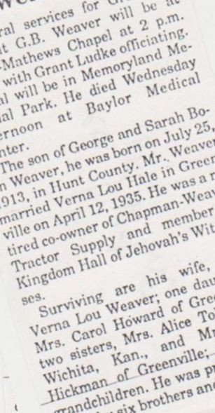 G. B. Weaver on Sysoon