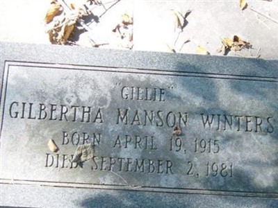 Gilbertha "Gillie" Manson Winters on Sysoon