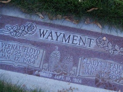 Gladys Irene Paice Wayment on Sysoon