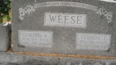 Goldie A Weese on Sysoon