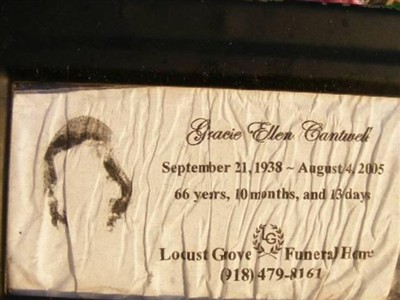Gracie Ellen Lamb Cantwell on Sysoon