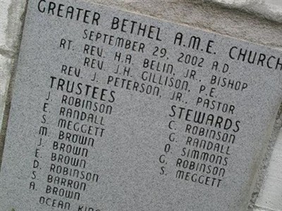 Greater Bethel AME Church Cemetery on Sysoon