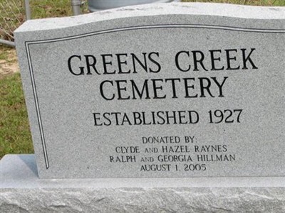 Greens Creek Cemetery on Sysoon