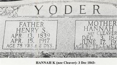 Hannah K Cleaver Yoder on Sysoon