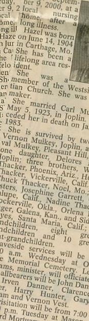 Hazel J. (Thacker) Mulkey on Sysoon