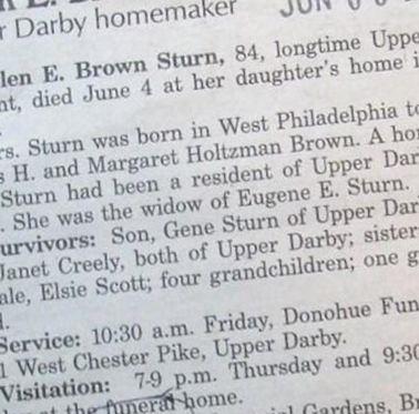 Helen E Brown Sturn on Sysoon